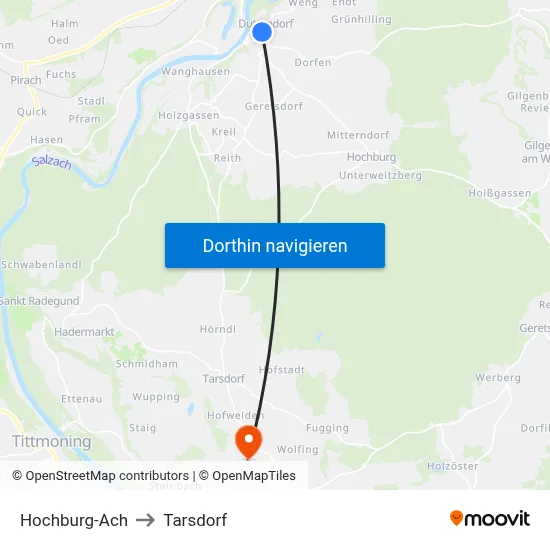 Hochburg-Ach to Tarsdorf map