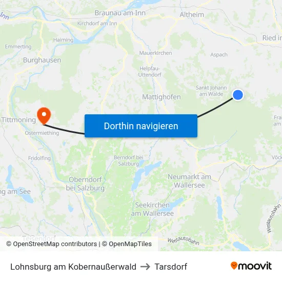 Lohnsburg am Kobernaußerwald to Tarsdorf map