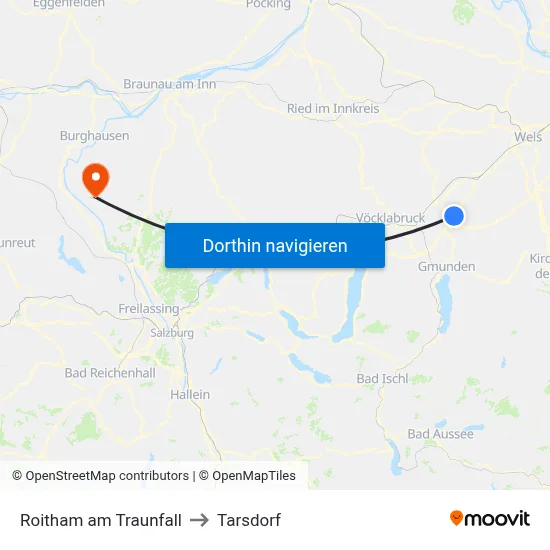 Roitham am Traunfall to Tarsdorf map