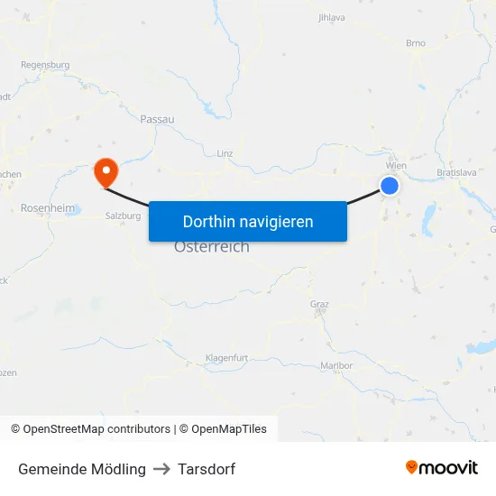 Gemeinde Mödling to Tarsdorf map