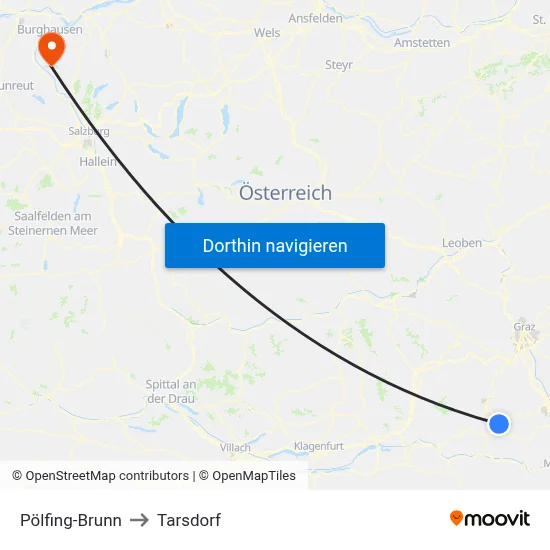Pölfing-Brunn to Tarsdorf map