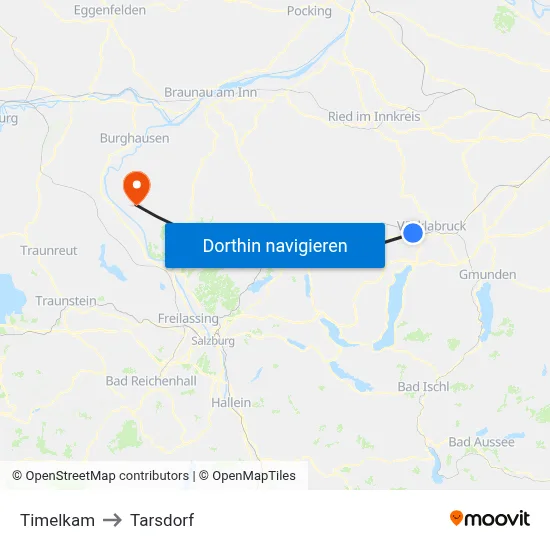 Timelkam to Tarsdorf map