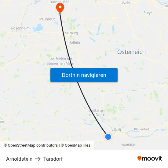 Arnoldstein to Tarsdorf map