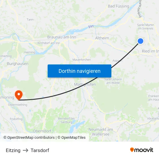 Eitzing to Tarsdorf map