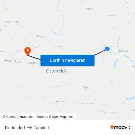 Floridsdorf to Tarsdorf map