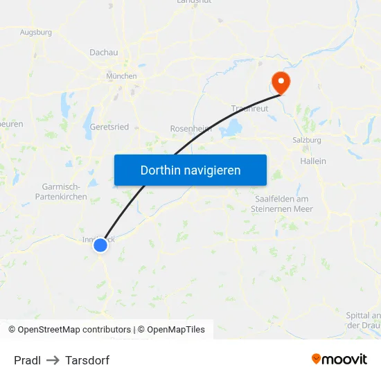Pradl to Tarsdorf map