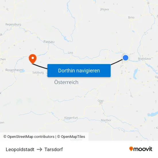 Leopoldstadt to Tarsdorf map