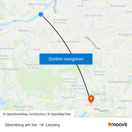 Obernberg am Inn to Lenzing map