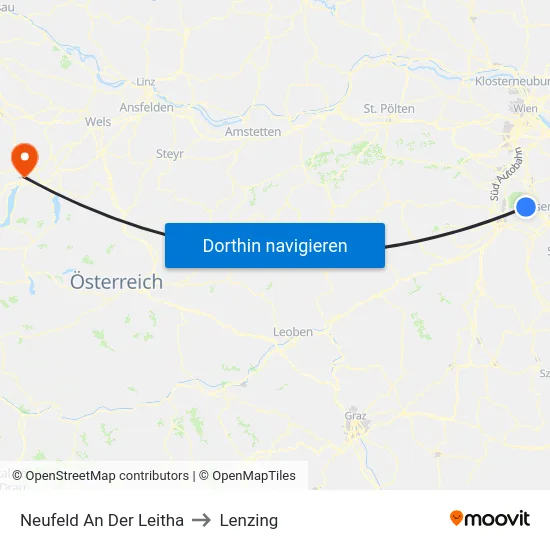 Neufeld An Der Leitha to Lenzing map