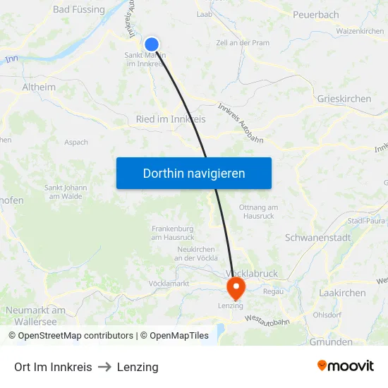 Ort Im Innkreis to Lenzing map