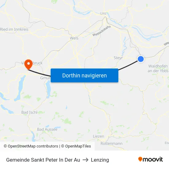 Gemeinde Sankt Peter In Der Au to Lenzing map