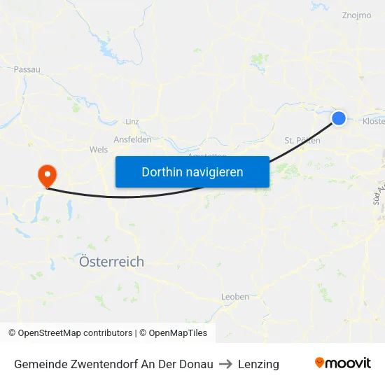 Gemeinde Zwentendorf An Der Donau to Lenzing map