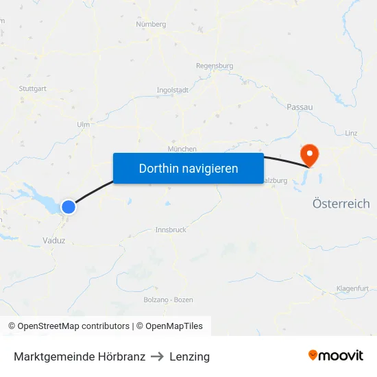 Marktgemeinde Hörbranz to Lenzing map