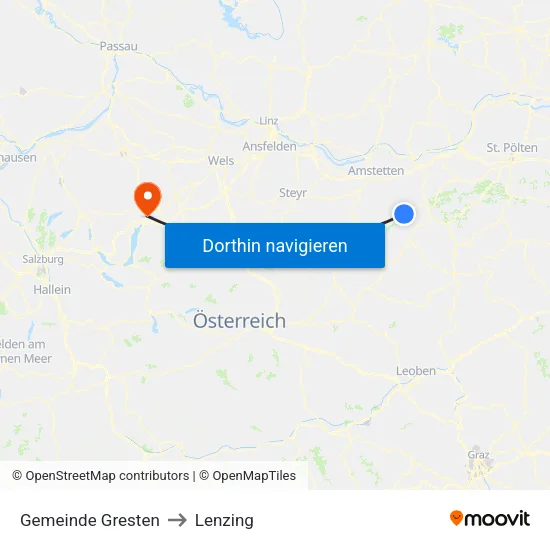 Gemeinde Gresten to Lenzing map