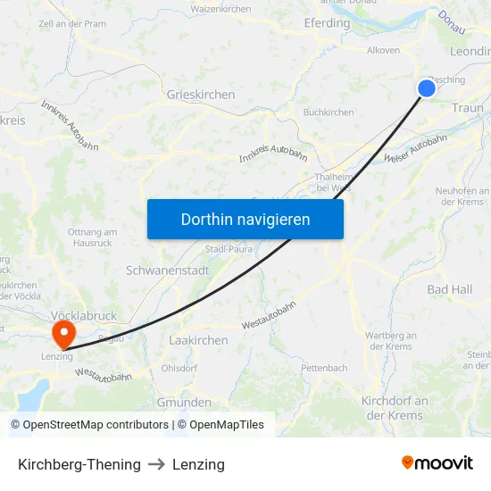 Kirchberg-Thening to Lenzing map