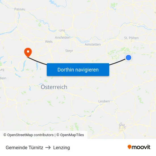 Gemeinde Türnitz to Lenzing map