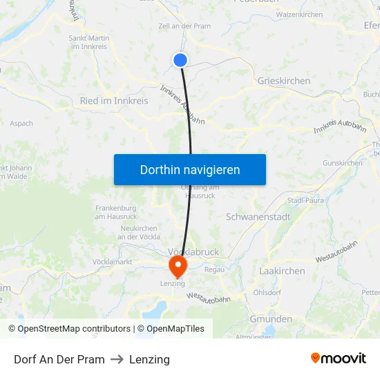 Dorf An Der Pram to Lenzing map