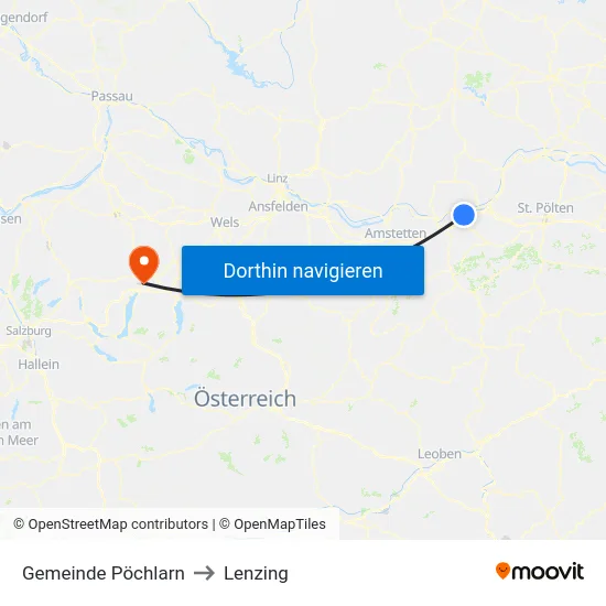 Gemeinde Pöchlarn to Lenzing map