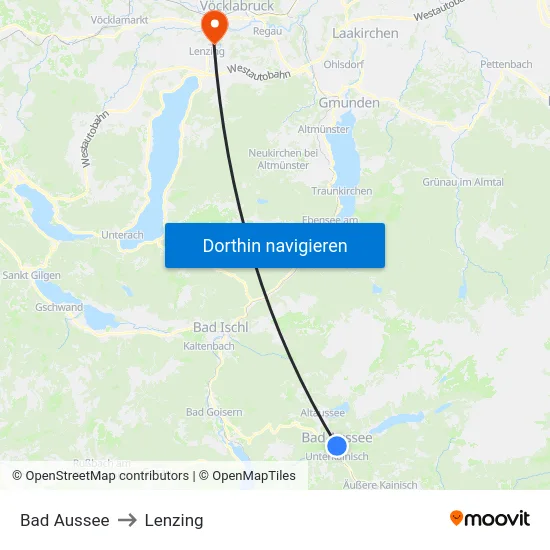 Bad Aussee to Lenzing map