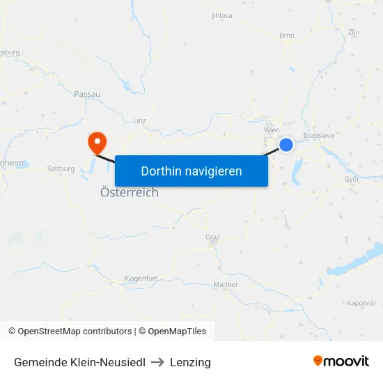 Gemeinde Klein-Neusiedl to Lenzing map