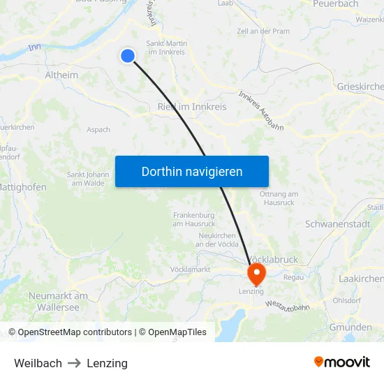 Weilbach to Lenzing map