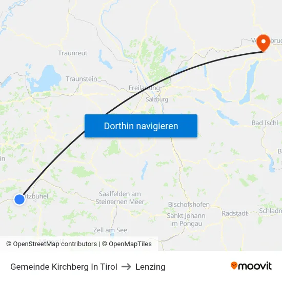 Gemeinde Kirchberg In Tirol to Lenzing map