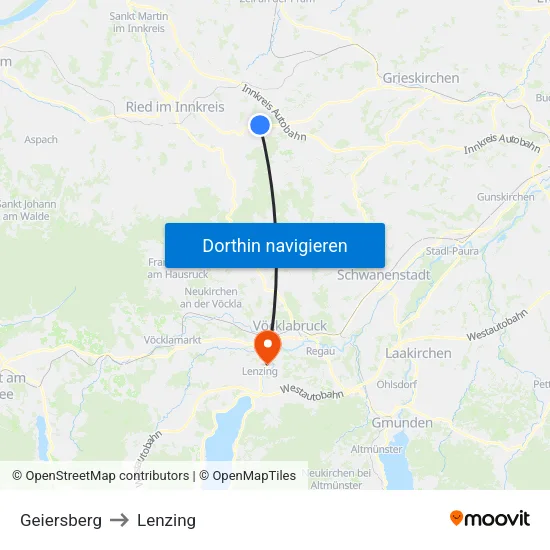Geiersberg to Lenzing map
