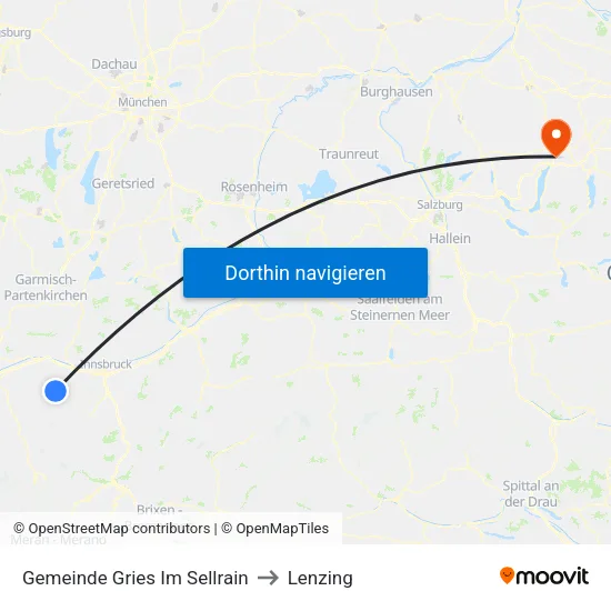 Gemeinde Gries Im Sellrain to Lenzing map