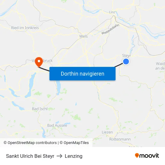 Sankt Ulrich Bei Steyr to Lenzing map