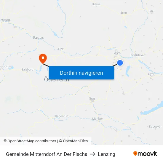 Gemeinde Mitterndorf An Der Fischa to Lenzing map