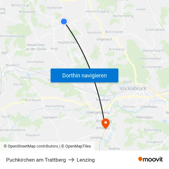 Puchkirchen am Trattberg to Lenzing map