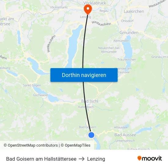 Bad Goisern am Hallstättersee to Lenzing map