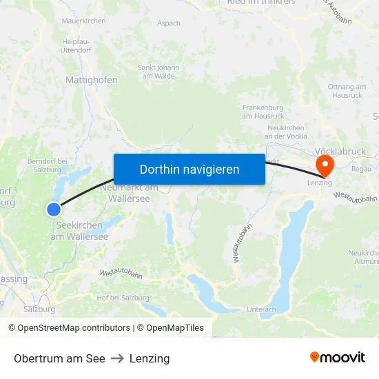 Obertrum am See to Lenzing map