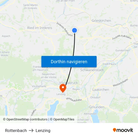 Rottenbach to Lenzing map