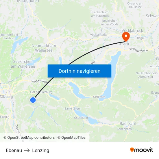 Ebenau to Lenzing map