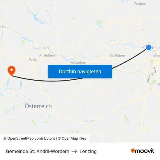 Gemeinde St. Andrä-Wördern to Lenzing map