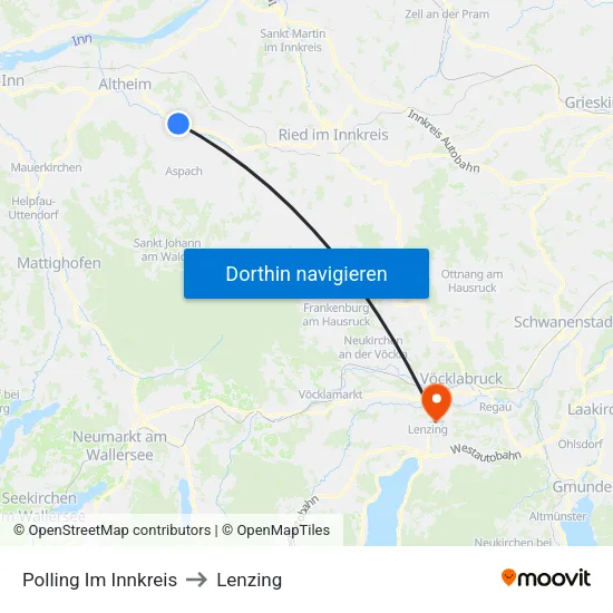 Polling Im Innkreis to Lenzing map