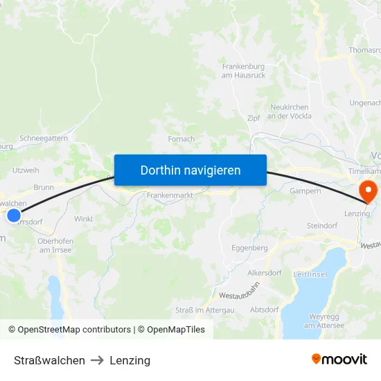 Straßwalchen to Lenzing map