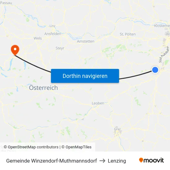 Gemeinde Winzendorf-Muthmannsdorf to Lenzing map