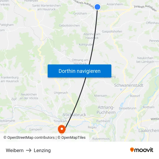 Weibern to Lenzing map