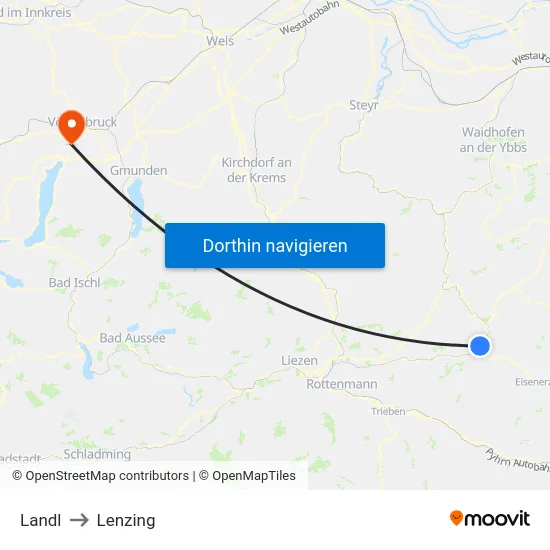 Landl to Lenzing map