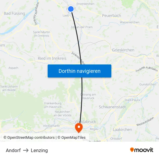 Andorf to Lenzing map