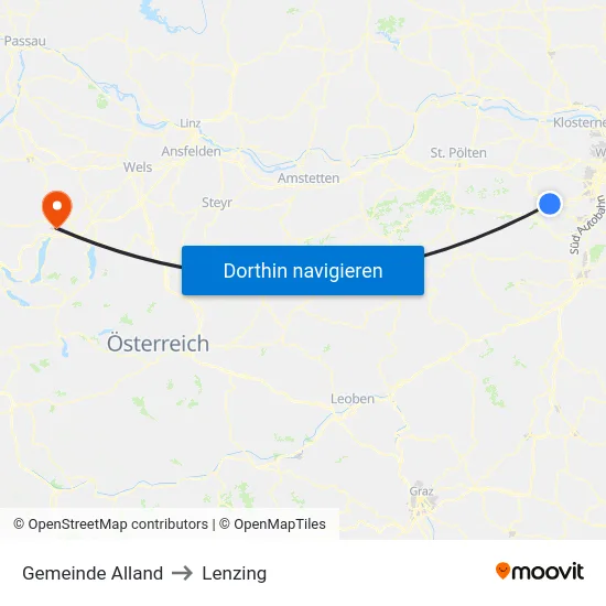 Gemeinde Alland to Lenzing map