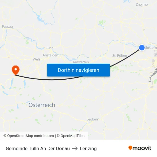 Gemeinde Tulln An Der Donau to Lenzing map