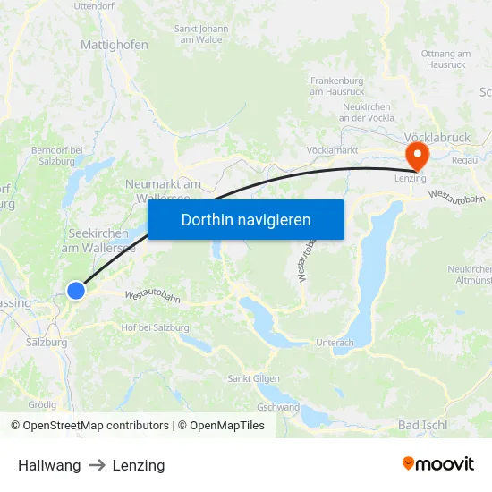 Hallwang to Lenzing map