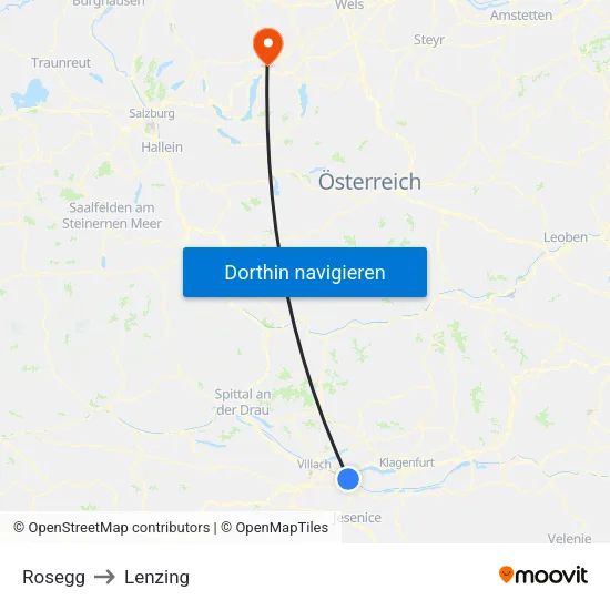 Rosegg to Lenzing map