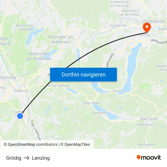 Grödig to Lenzing map