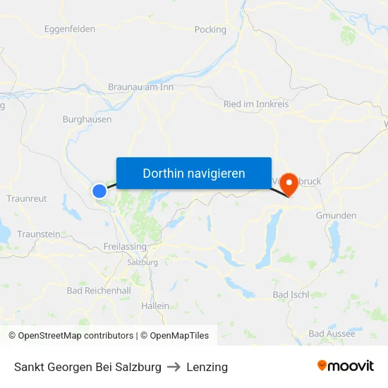 Sankt Georgen Bei Salzburg to Lenzing map