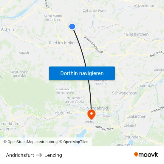 Andrichsfurt to Lenzing map