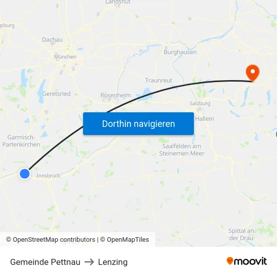 Gemeinde Pettnau to Lenzing map